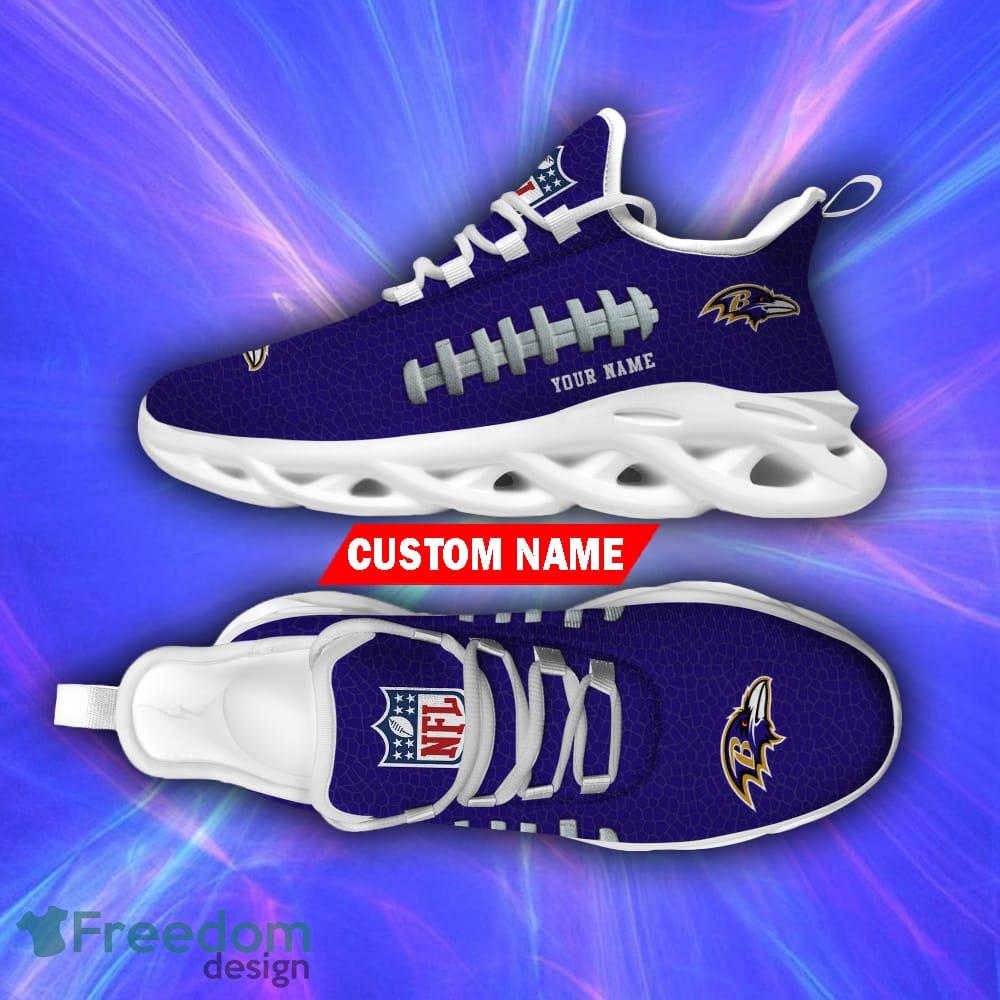 NFL Baltimore Ravens Custom Name Purple Black Max Soul Shoes Gift For Fans  Sport - Freedomdesign