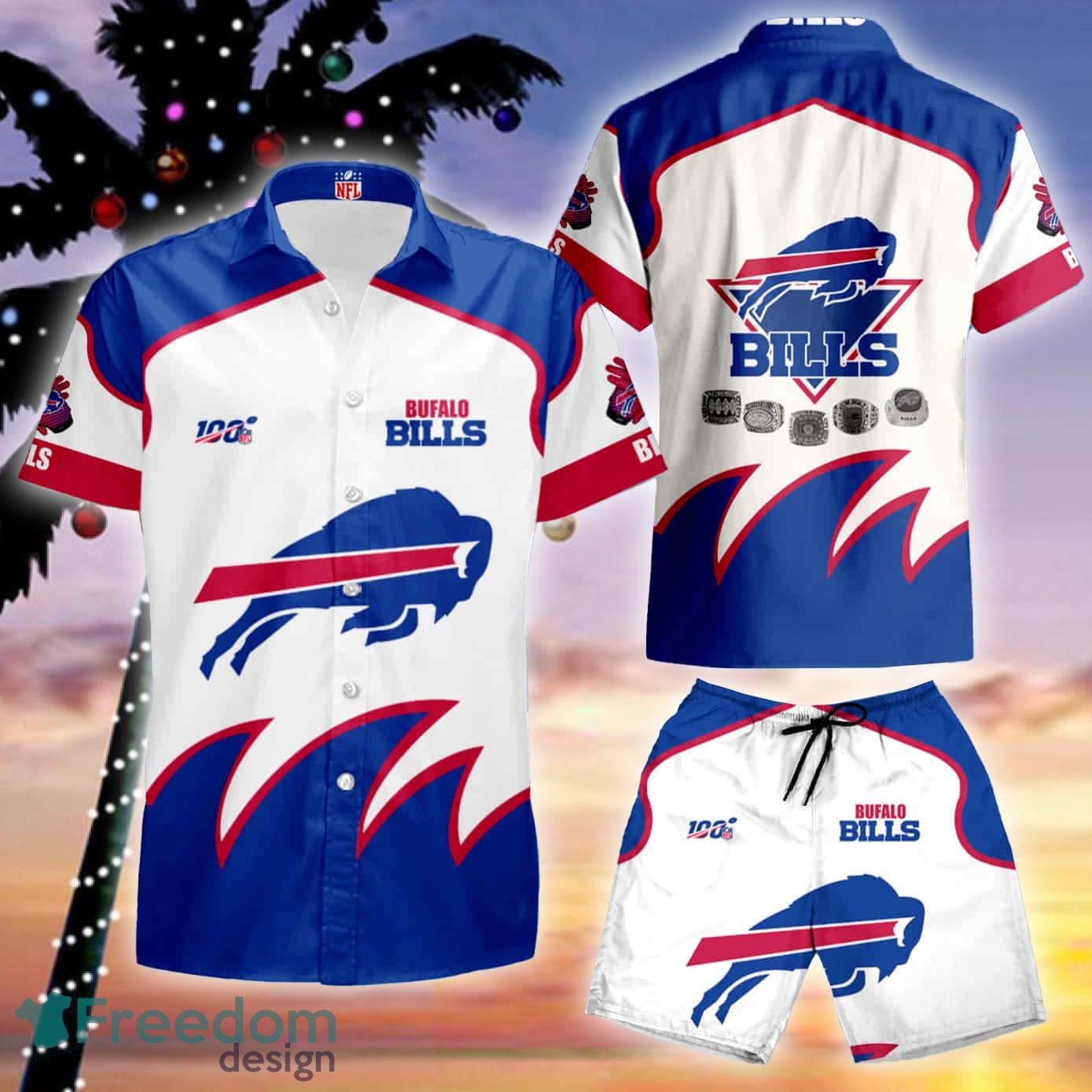 Buffalo Bills White Floral Button Up Shirt