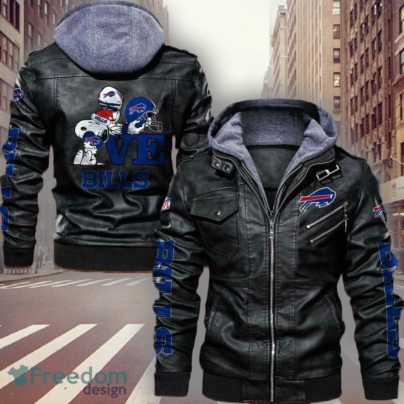 NFL Buffalo Bills Fans Style 9 Logo Black And Brown Leather Jacket