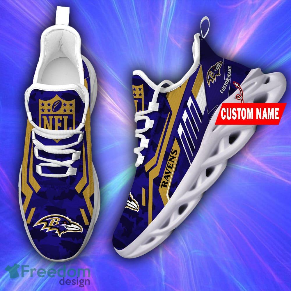 NFL Baltimore Ravens Custom Name Purple Black Max Soul Shoes Gift For Fans  Sport - Freedomdesign