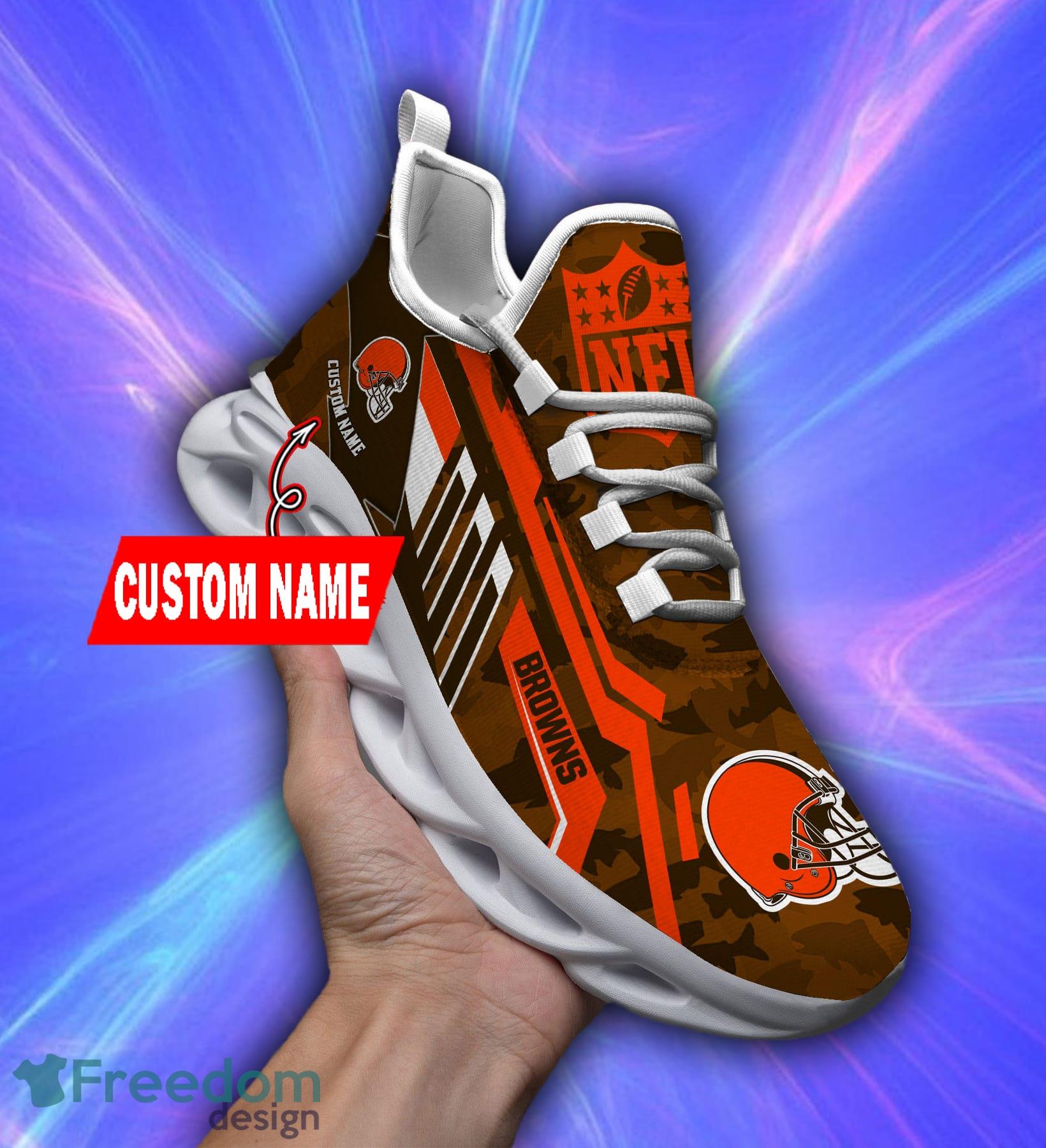 Cleveland Browns Custom Name NFL Neon Light Max Soul Shoes Gift For Fans  Running Sneaker - Banantees