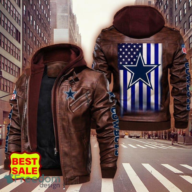 Mens Official NFL Authentic Dallas Cowboys Leather Jacket 