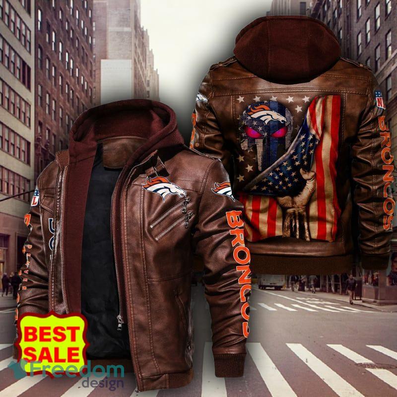 NFL Denver Broncos Fans Style 4 Logo Black And Brown Leather Jacket Men And  Women - Freedomdesign