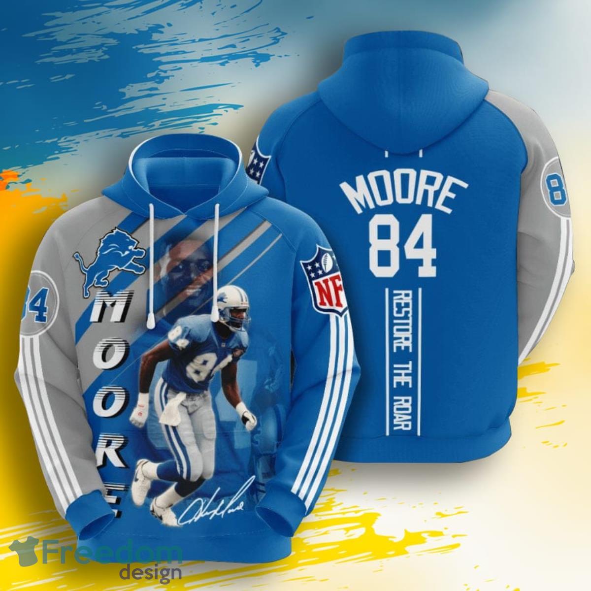 NFL Detroit Lions Herman Moore Honolulu Blue Silver 3D Pullover Hoodie For  Fans - Freedomdesign