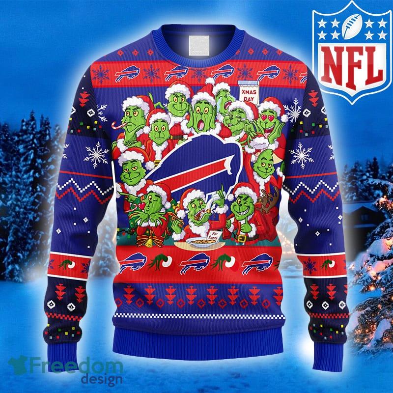 Christmas Gift NFL Buffalo Bills Cute 12 Grinch Face Xmas Day Men And Women  Ugly Christmas Sweater - Freedomdesign