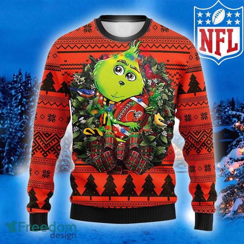 NFL Fans Cleveland Browns Grinch Hug Logo Ugly Christmas Sweater For Men  And Women - Freedomdesign