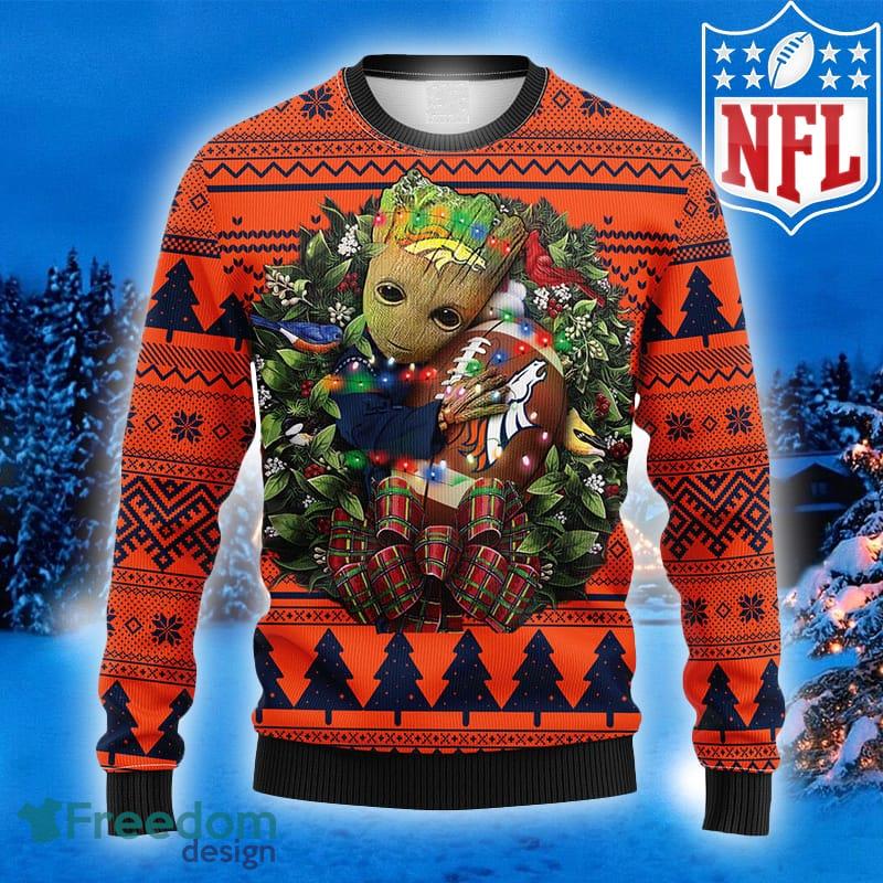 Cute Grinch American Football Denver Broncos Ugly Christmas Sweater For Fans