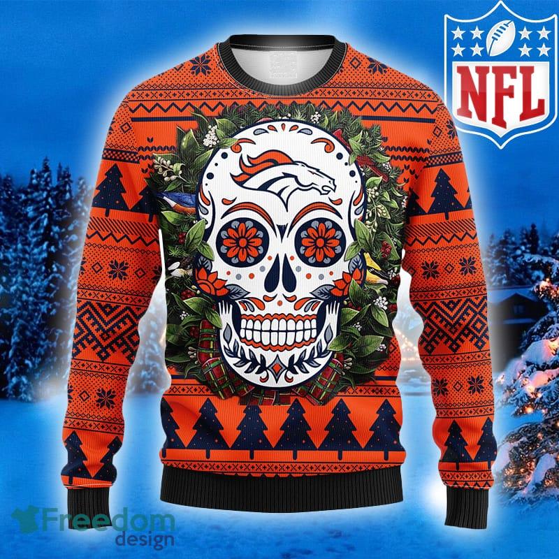 NFL Fans Denver Broncos Skull Flower Ugly Logo Ugly Christmas Sweater For  Men And Women - Freedomdesign