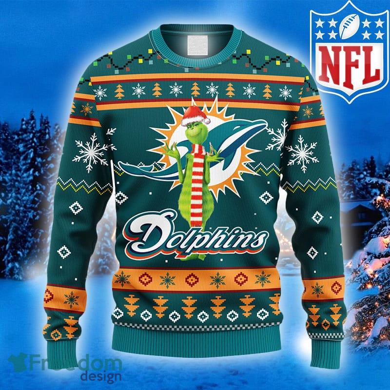 NFL Fans Miami Dolphins Funny Grinch Logo Ugly Christmas Sweater