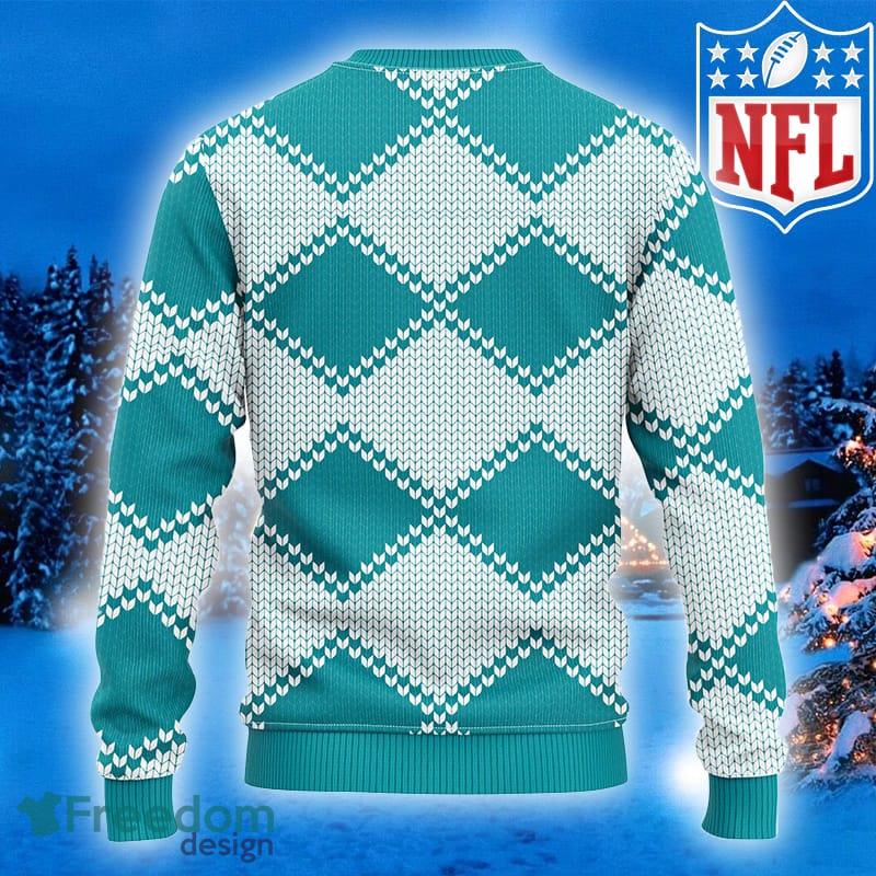 Miami Dolphins Christmas Tree Pattern Ugly Christmas Sweater - Freedomdesign