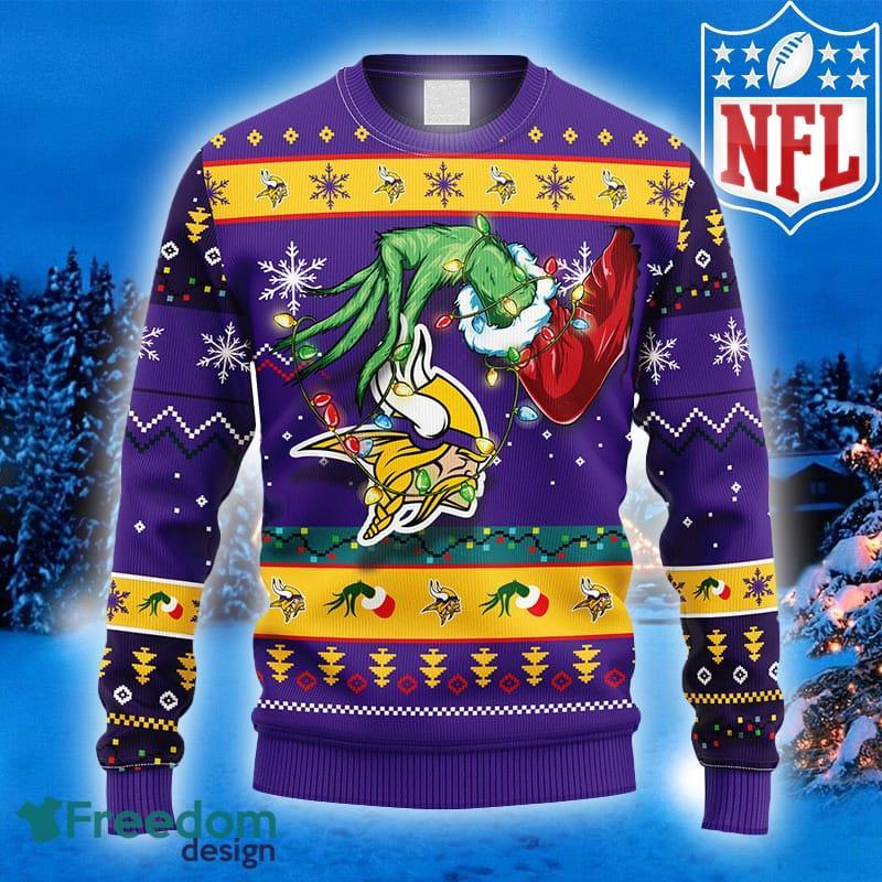 For NFL Fans Minnesota Vikings Grinch Hand Funny Christmas Gift Men And  Women Ugly Christmas Sweater - Freedomdesign