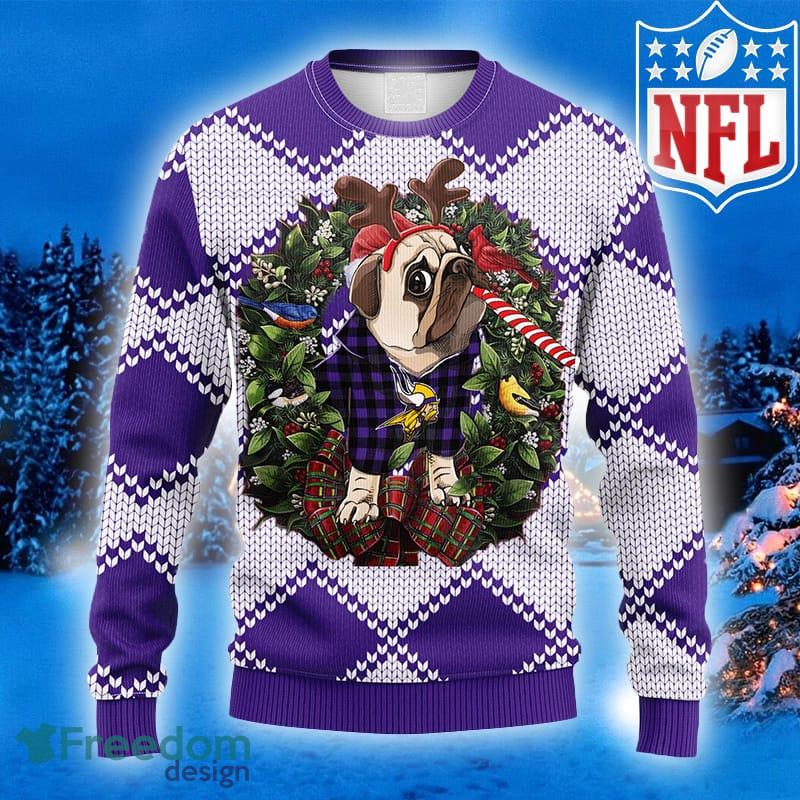 NFL Fans Minnesota Vikings Pub Dog Logo Ugly Christmas Sweater For