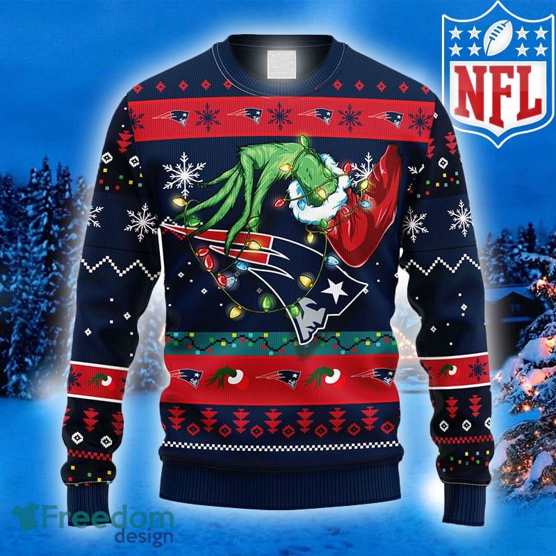 NFL Custom Name And Number Grinch Drink Up New England Patriots Ugly  Christmas Sweaters Christmas Gift For Fans