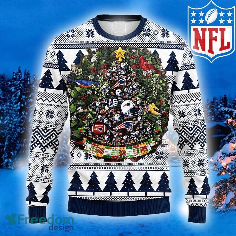 New England Patriots Logo Knitted Ball Snowfalke Pattern Ugly Christmas  Sweater - Limotees