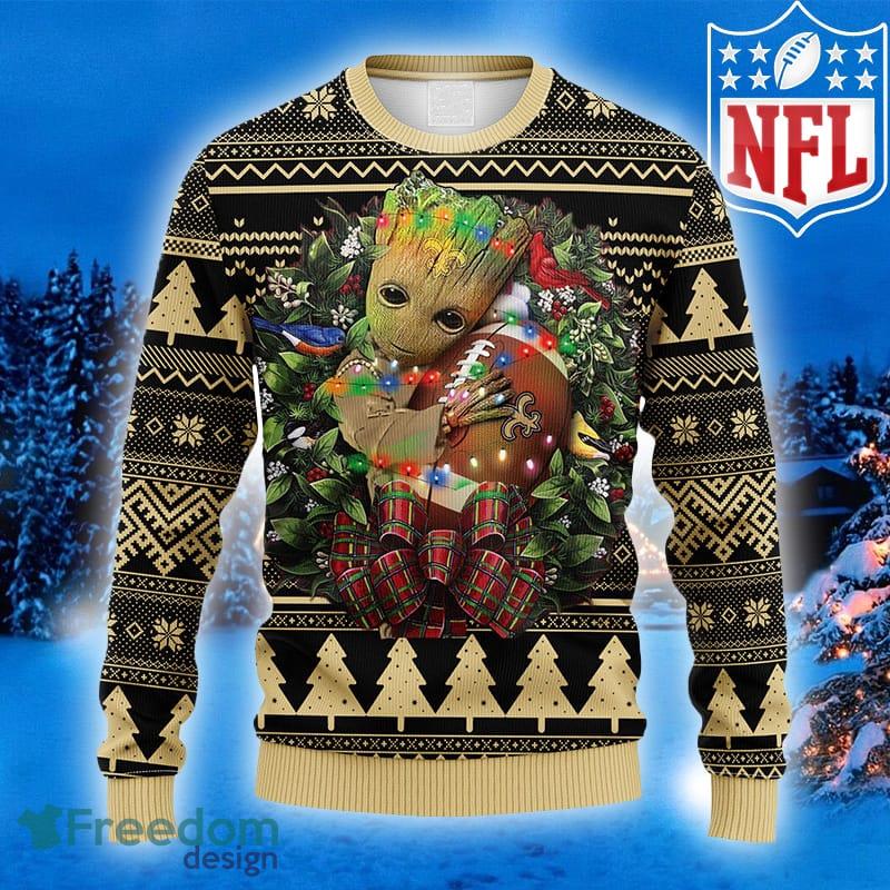 Men's Black/Gold New Orleans Saints Light Up Ugly Sweater