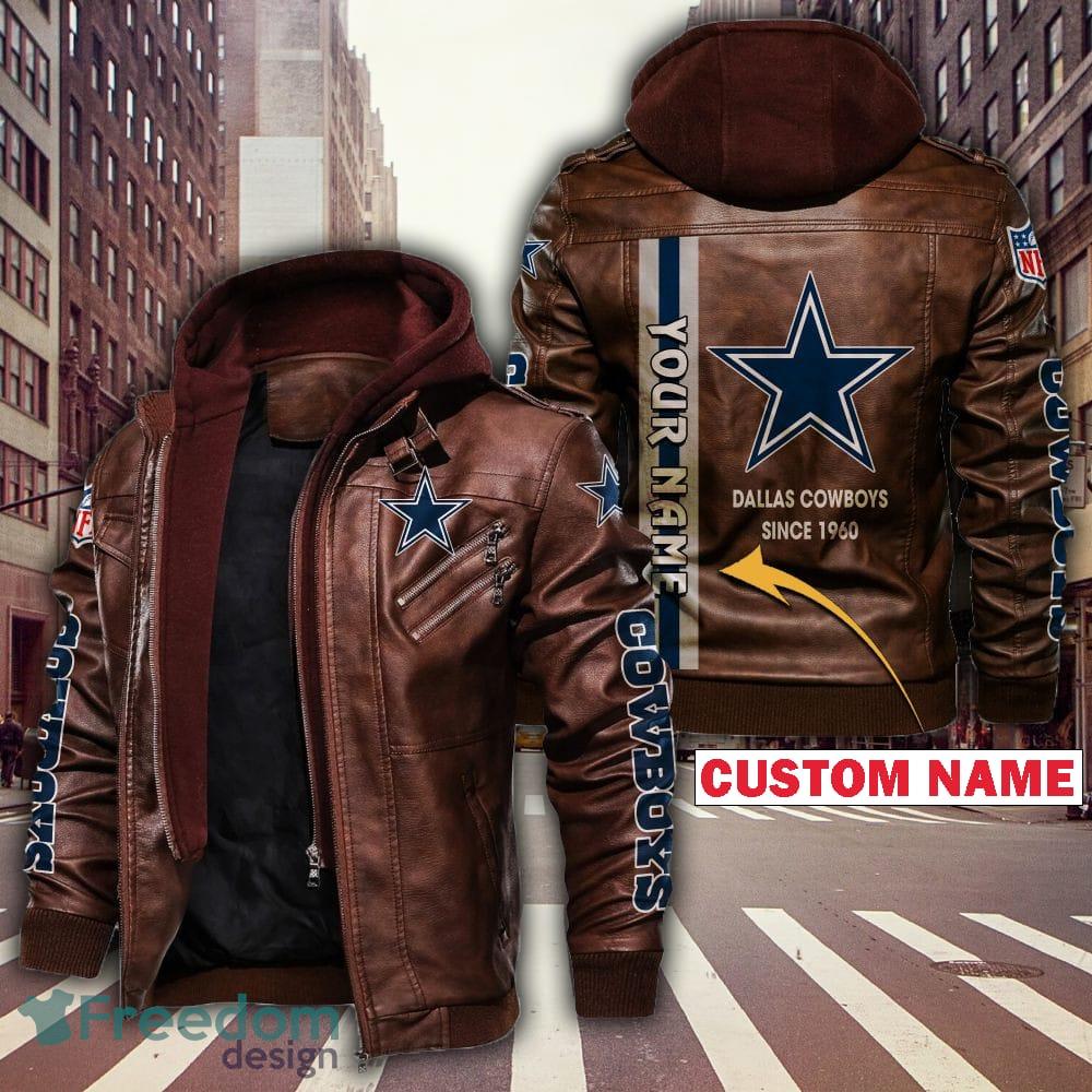 Dallas Cowboys NFL Fans Brown Black Leather Jacket - Freedomdesign