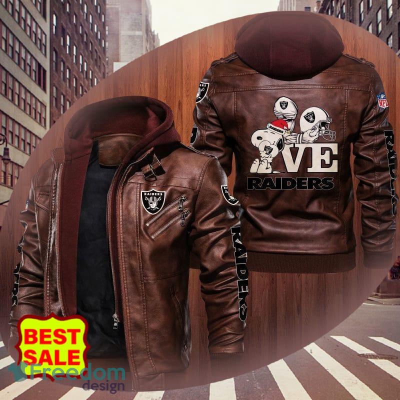 NFL Oakland Raiders Fans Style 1 Logo Black And Brown Leather Jacket Men  And Women - Freedomdesign