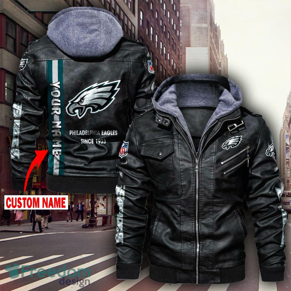 Philadelphia Eagles NFL Fans Brown Black Leather Jacket