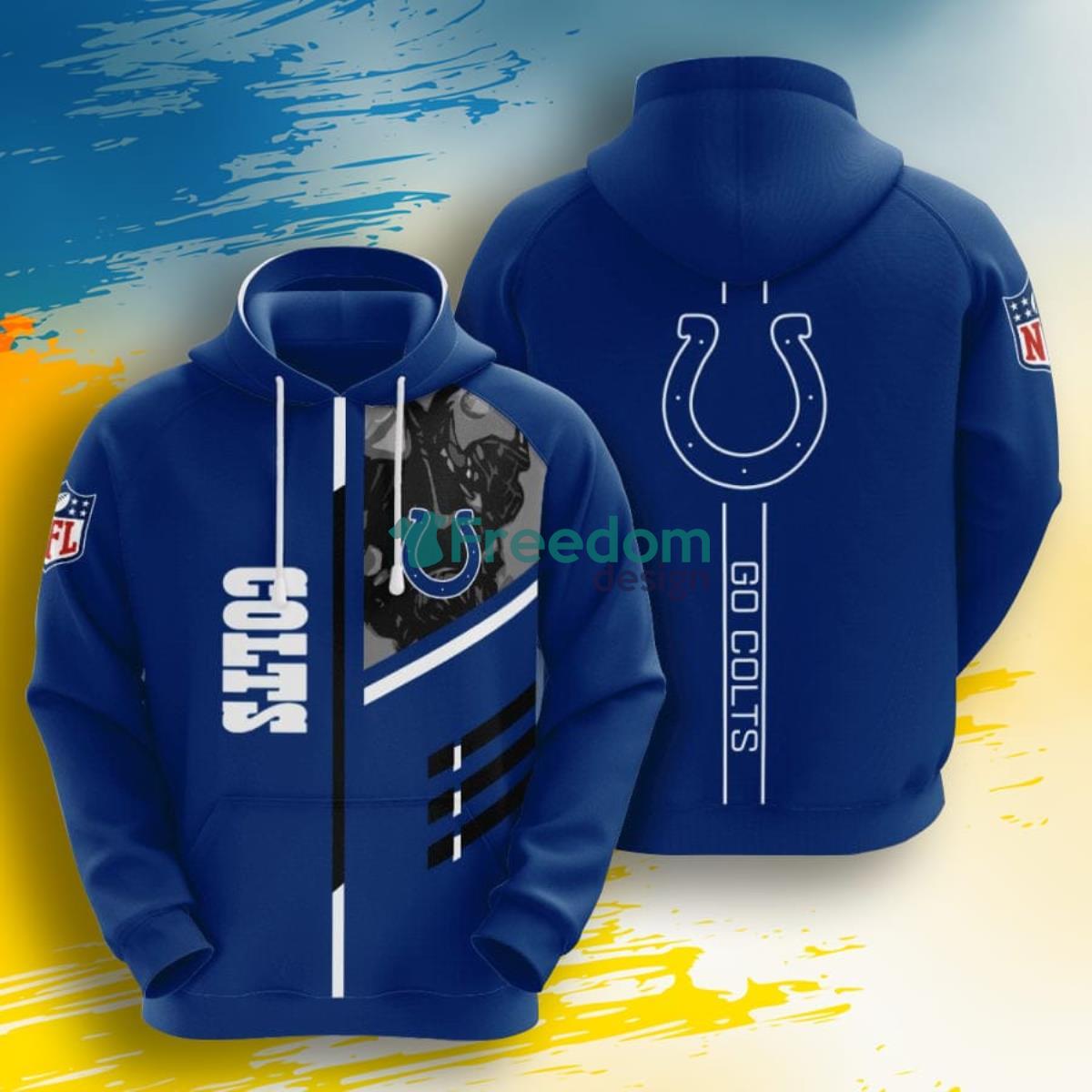 NFL Indianapolis Colts Go Colts 3D Pullover Hoodie For Fans Product Photo 1