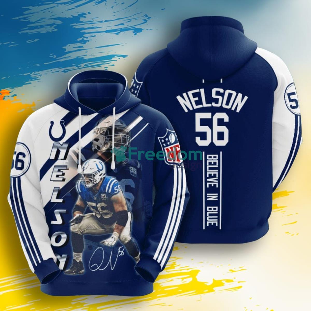 NFL Indianapolis Colts Quenton Nelson Blue White Stripes 3D