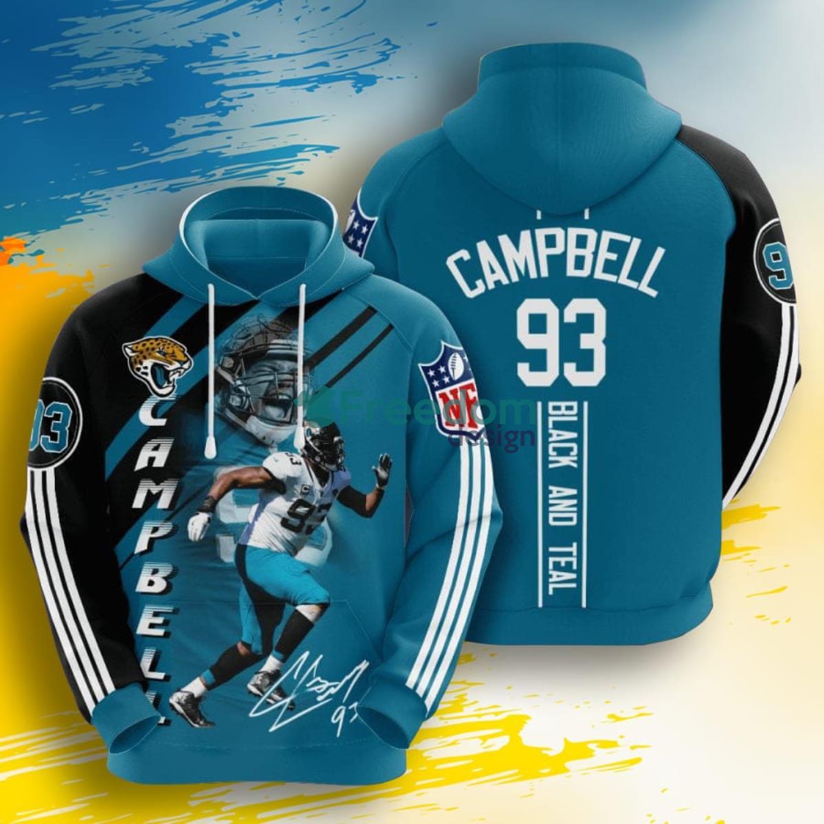 NFL Jacksonville Jaguars Calais Campbell Teal Black Stripes 3D