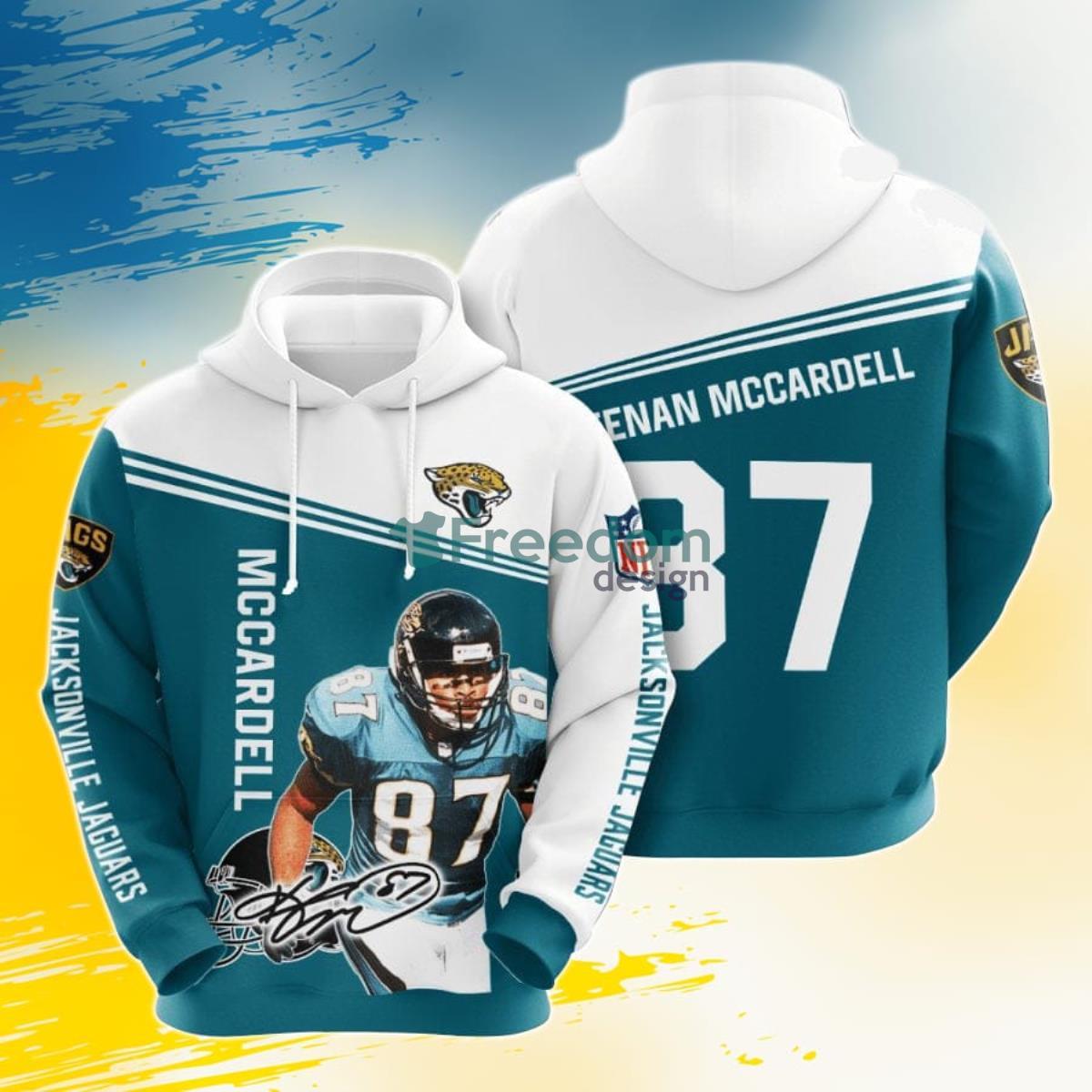 NFL Jacksonville Jaguars Keenan McCardell Teal White 3D Pullover Hoodie For Fans Product Photo 1