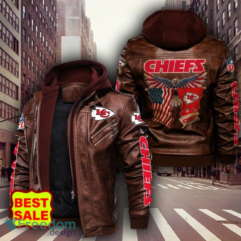 NFL Kansas City Chiefs Super Bowl LVII Champions Leathe Logo Brown And  Black Leather Jacket For Fans - Freedomdesign