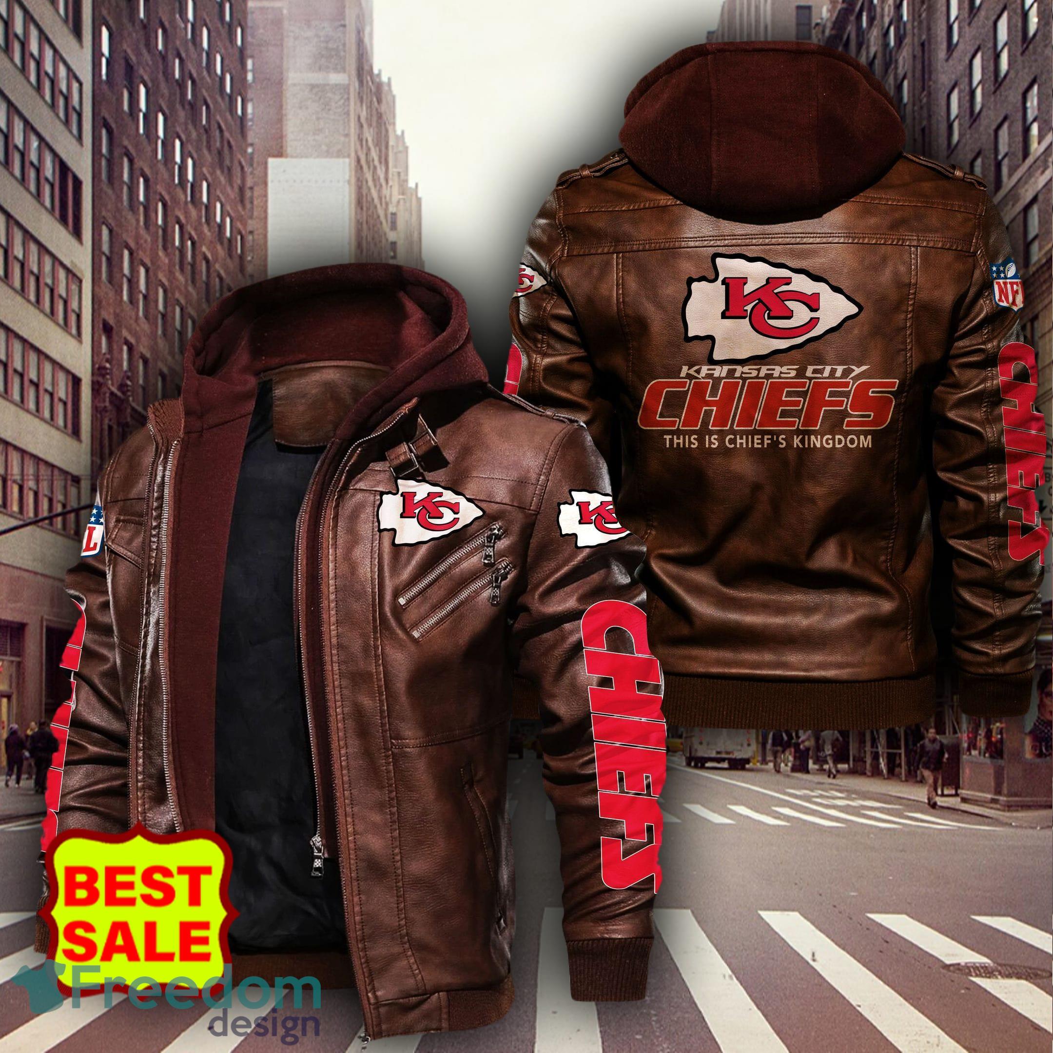 NFL Kansas City Chiefs Fans Style 8 Logo Black And Brown Leather Jacket Men  And Women - Freedomdesign