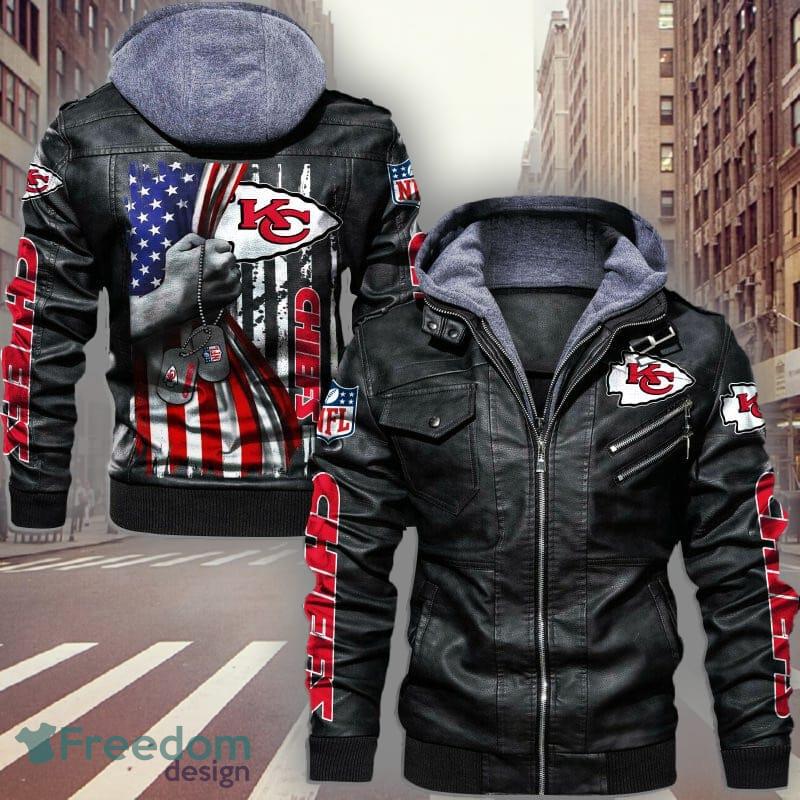 NFL Kansas City Chiefs Style 1 Logo Black And Brown Leather Jacket