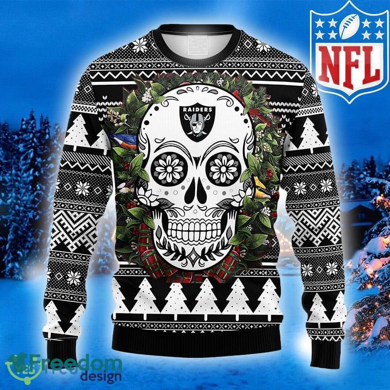 NFL Logo Oakland Raiders Skull Flower Ugly Ugly Christmas Sweater