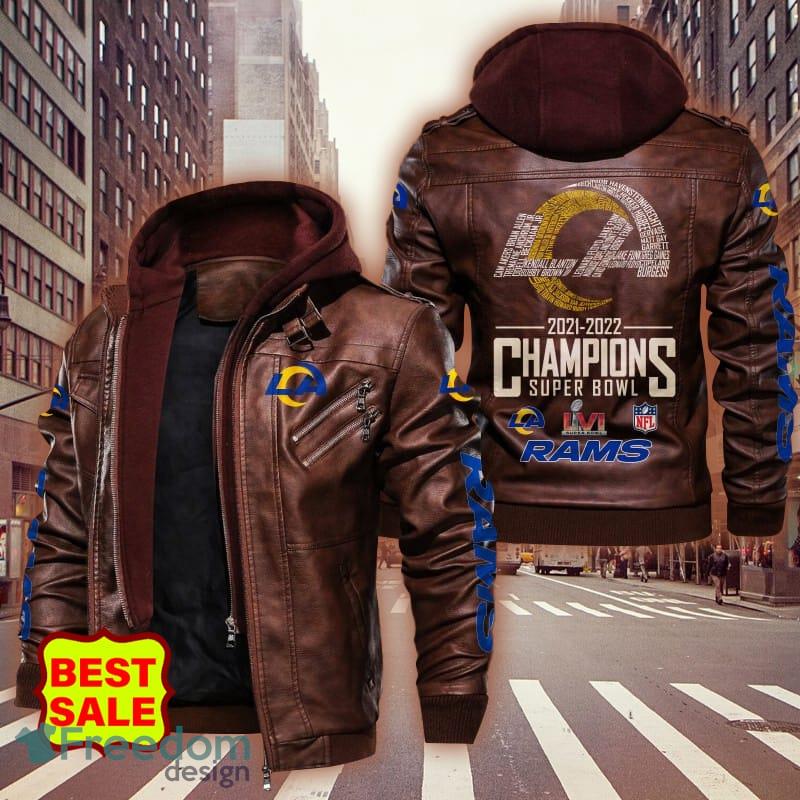 NFL Los Angeles Rams Style 5 Big Logo Black Brown Leather Jacket For Fans -  Freedomdesign