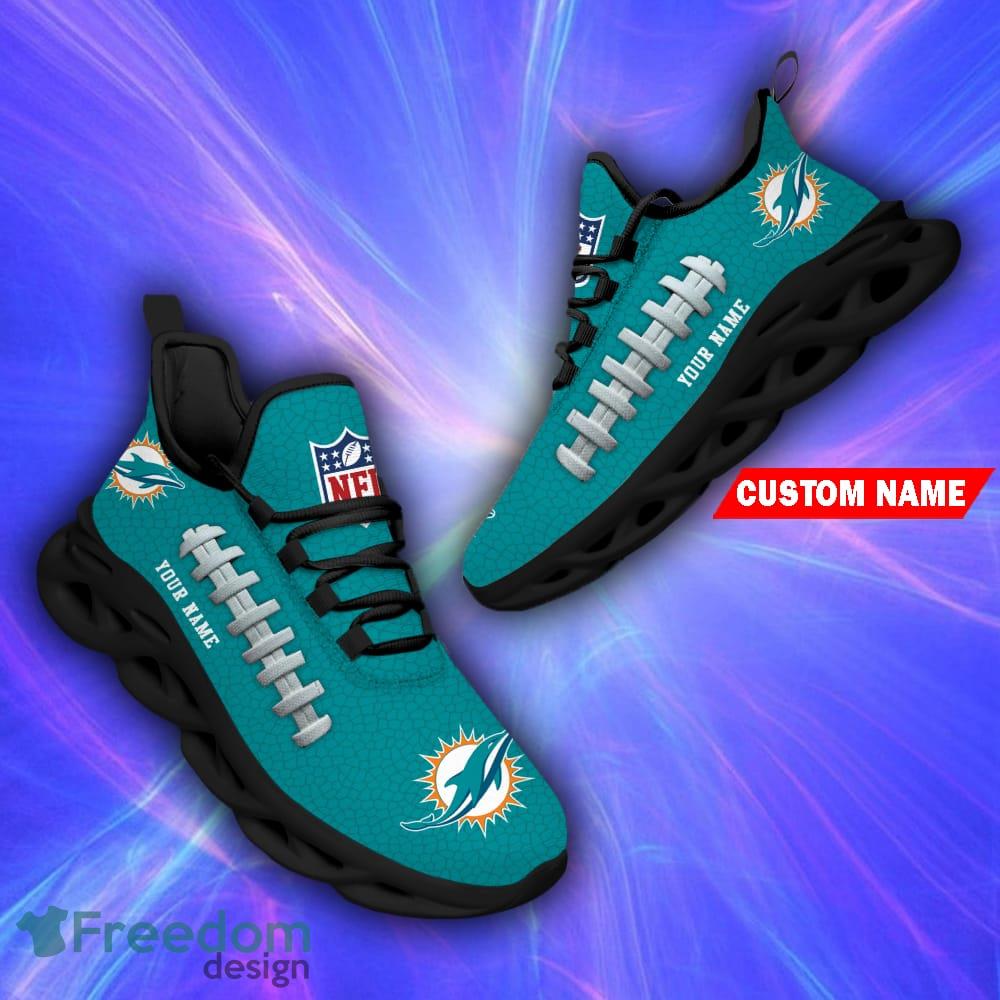 Miami Dolphins Custom Name NFL Neon Light Max Soul Shoes Gift For Fans  Running Sneaker - Freedomdesign