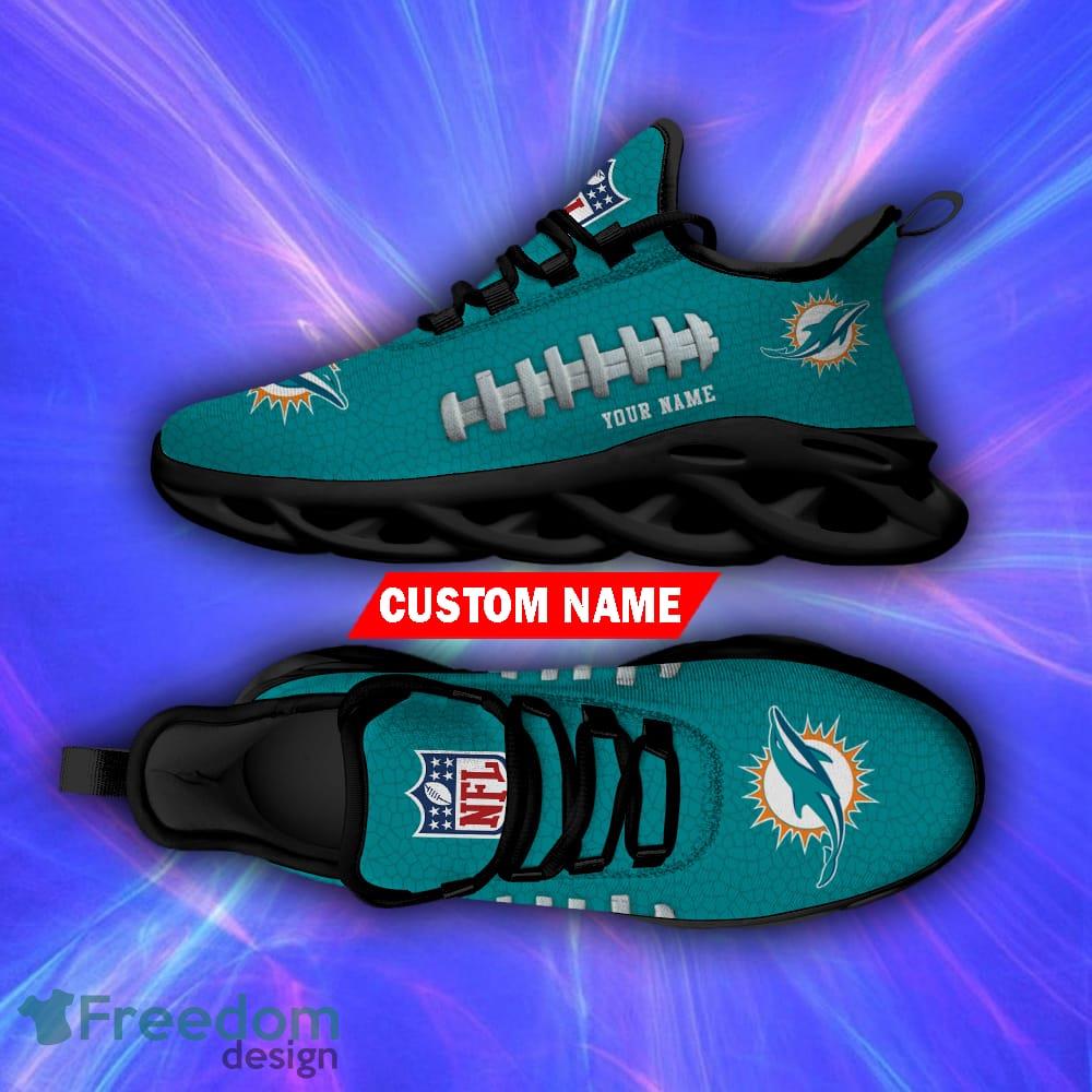 NFL Miami Dolphins Custom Name Aqua Orange Max Soul Shoes Gift For