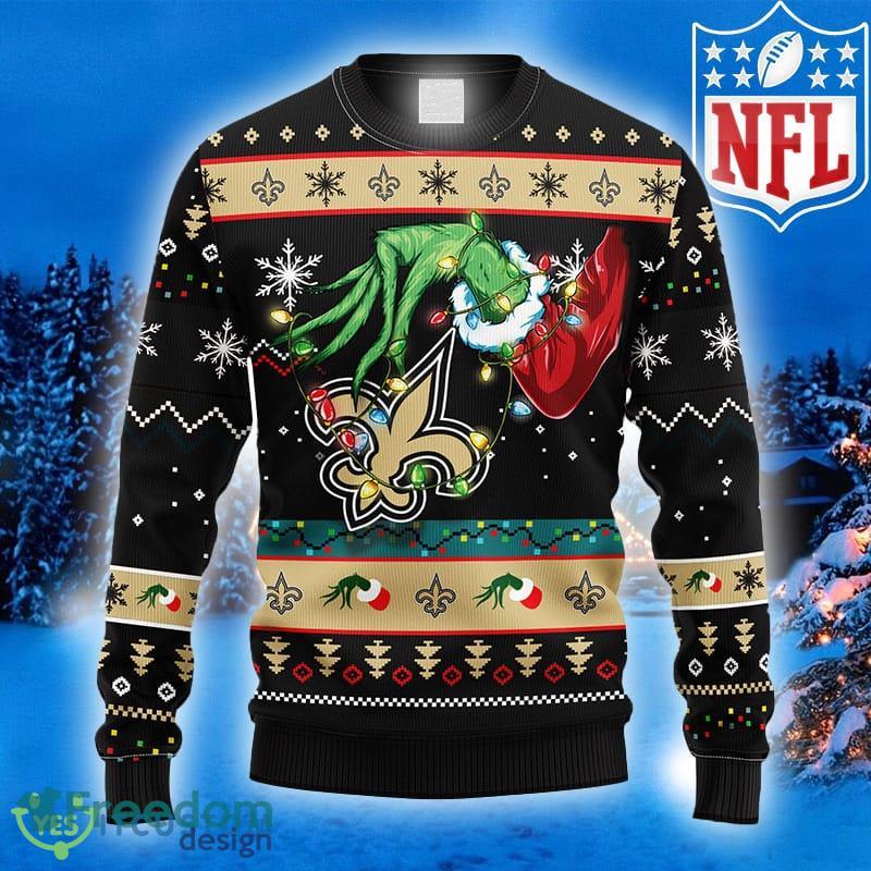 NFL Logo New Orleans Saints 12 Grinch Xmas Day Ugly Christmas Sweater Gift  For Fans - YesItCustom