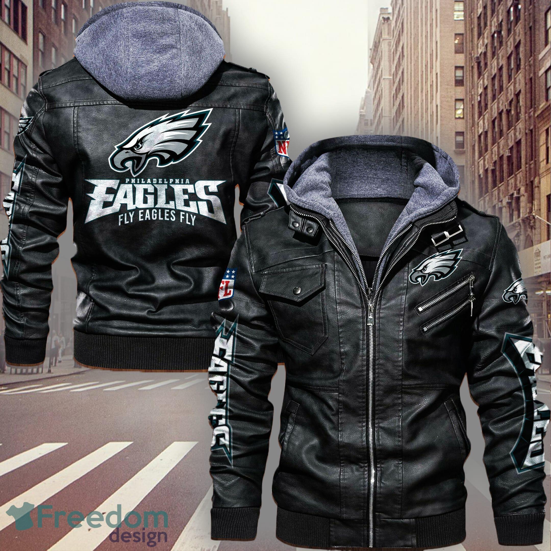 NFL Philadelphia Eagles Fans Black Brown Logo Leather Jacket For Men And  Women - Freedomdesign