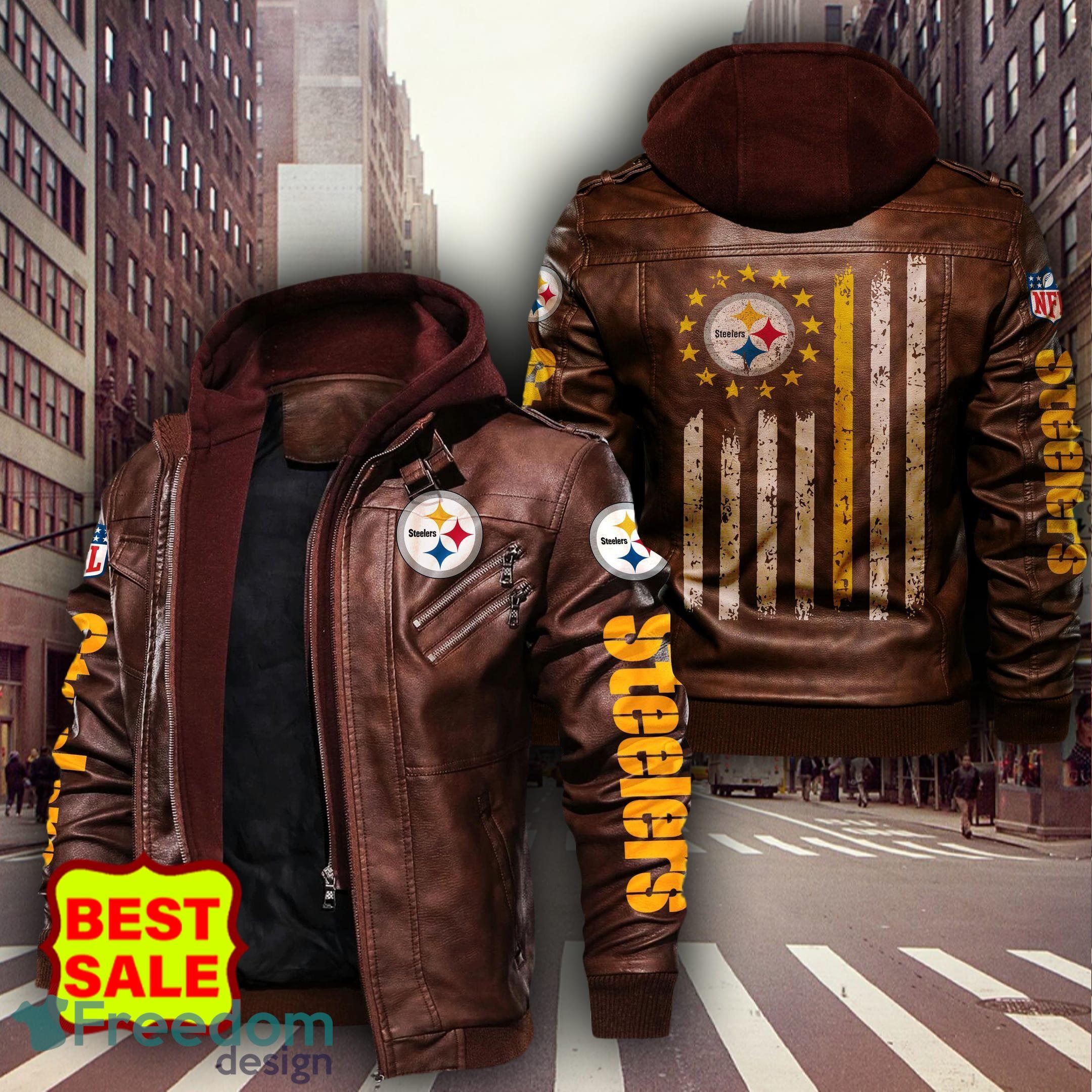 NFL Pittsburgh Steelers Design 9 Logo Black And Brown Leather Jacket For  Fans - Freedomdesign