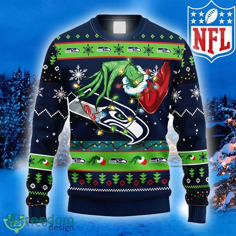 NFL Seattle Seahawks Ugly Christmas Sweater Grinch Hug Xmas Day