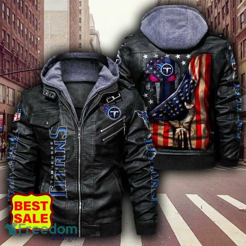 Bundesliga Tennessee Titans Logo Brown Black Leather Jacket