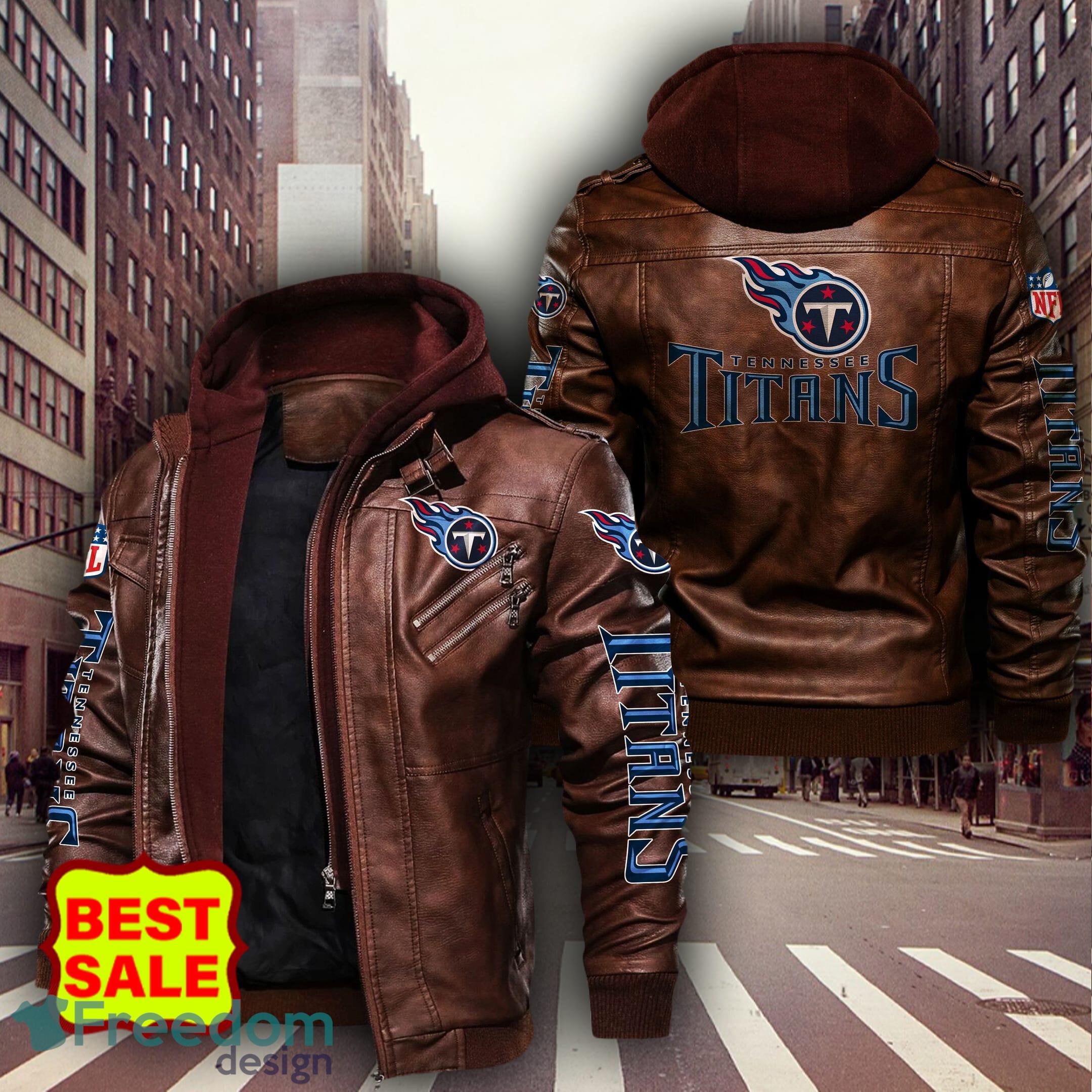 NFL Tennessee Titans Logo 2 Black Brown Leather Jacket For Fans
