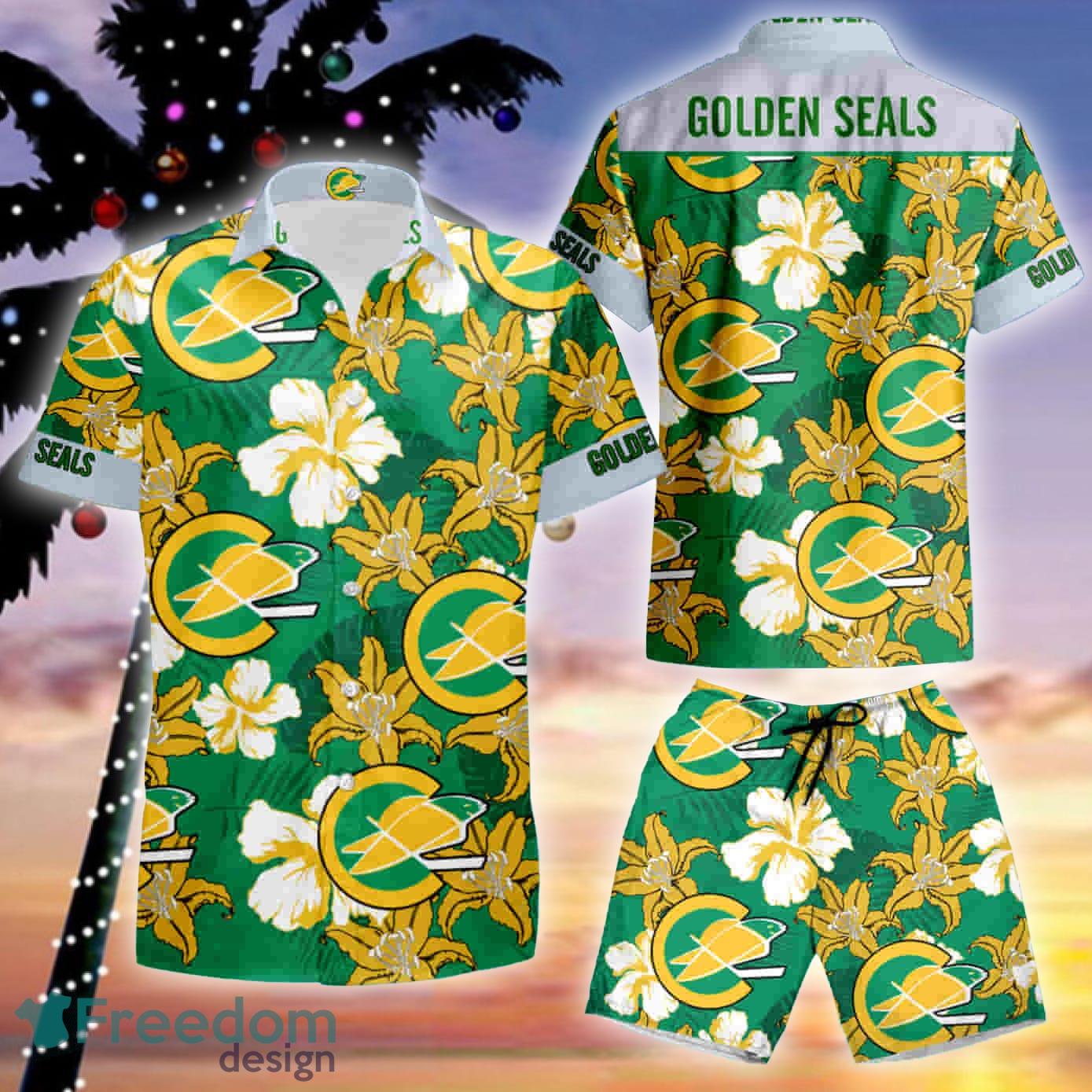 Nhl California Golden Seals Hawaiian Shirt And Short Set Gift Men Women image Nhl California Golden Seals Hawaiian Shirt And Short Set Gift Men Women - Nhl California Golden Seals Hawaiian Shirt And Short_2