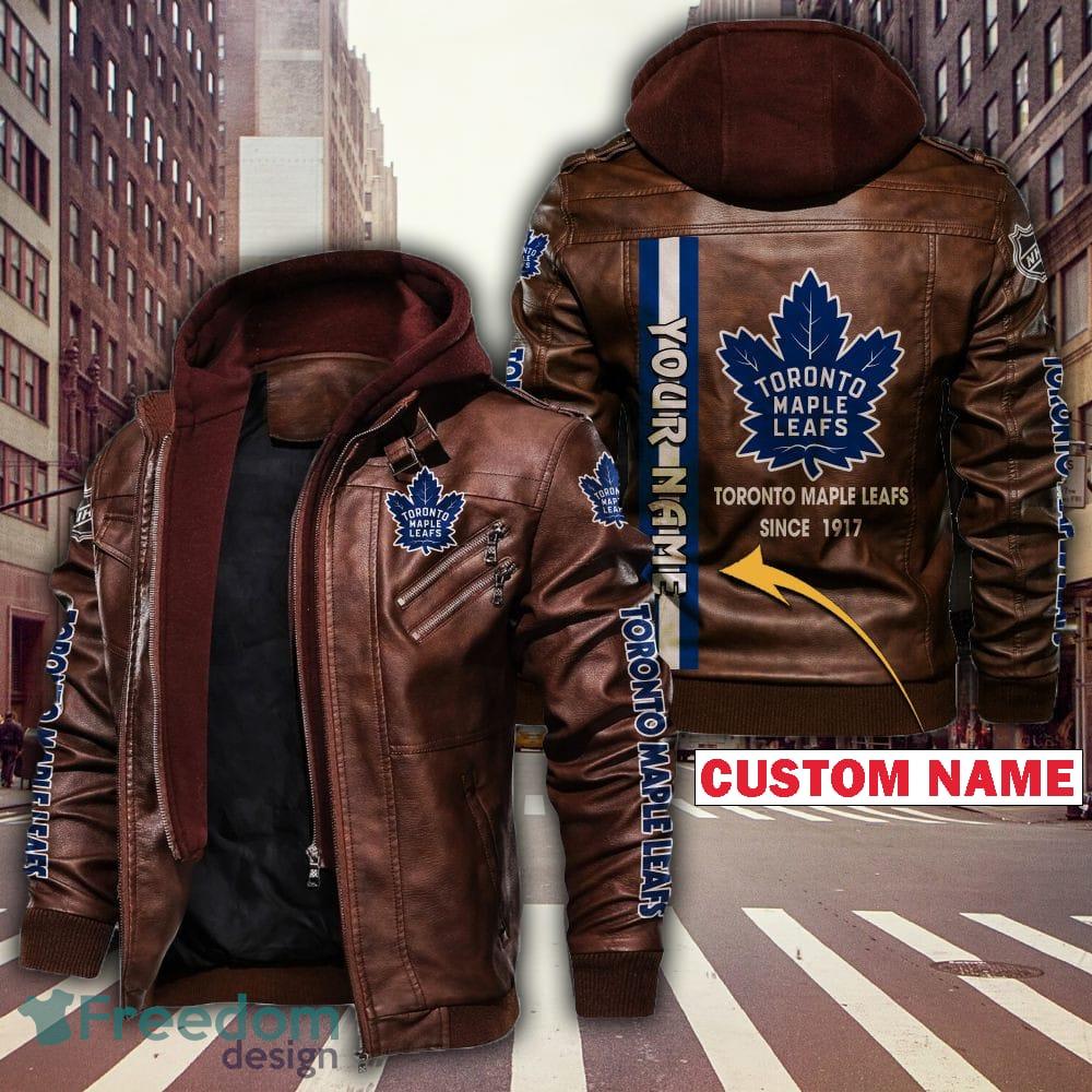 NHL Toronto Maple Leafs Logo Leather Jacket Black And Brown Custom Name image NHL Toronto Maple Leafs Logo Leather Jacket Black And Brown Custom Name - Custom Name NHL Toronto Maple Leafs Leather Jacket_2
