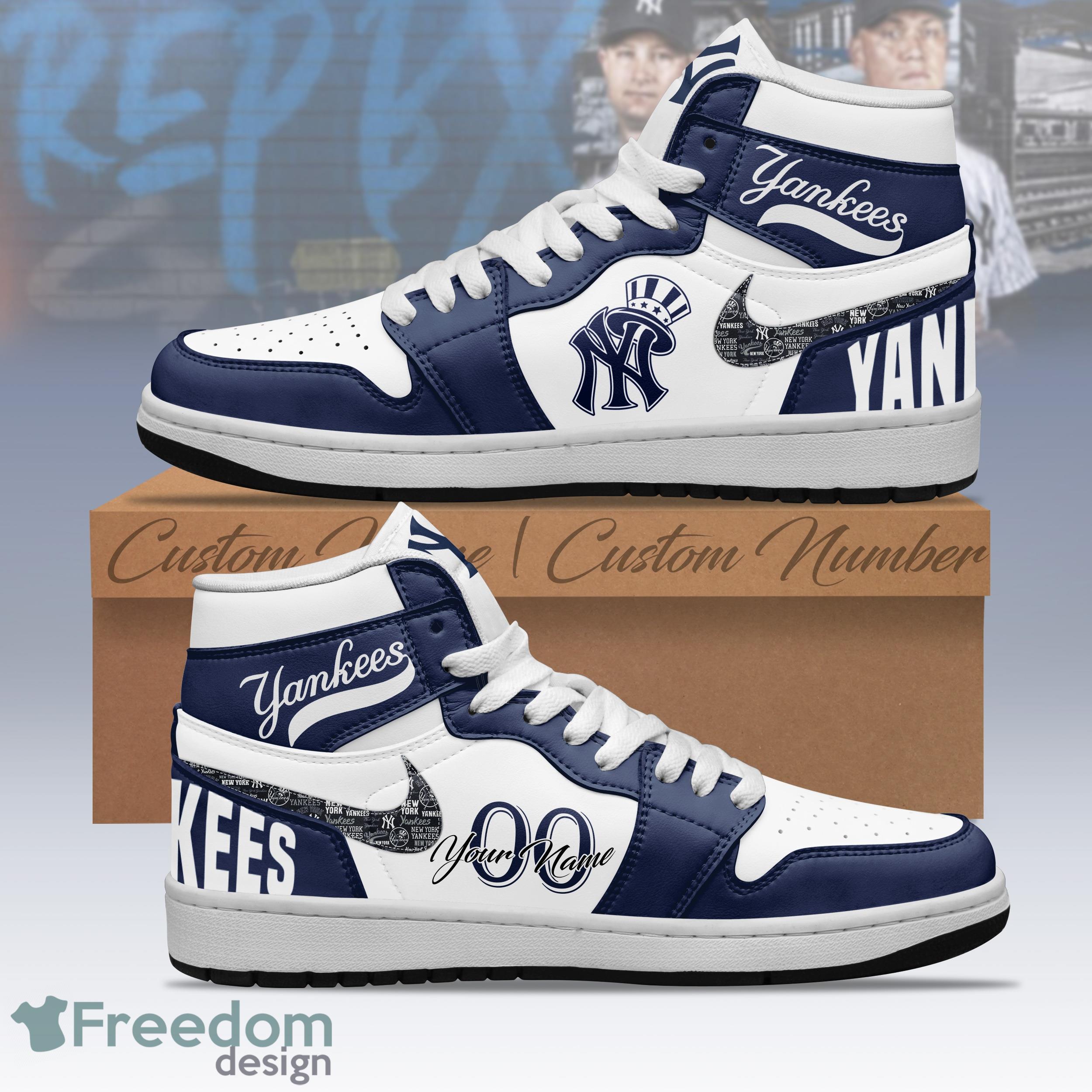 NY Yankees test 1 High Top Air Jordan Custom Name - Freedomdesign