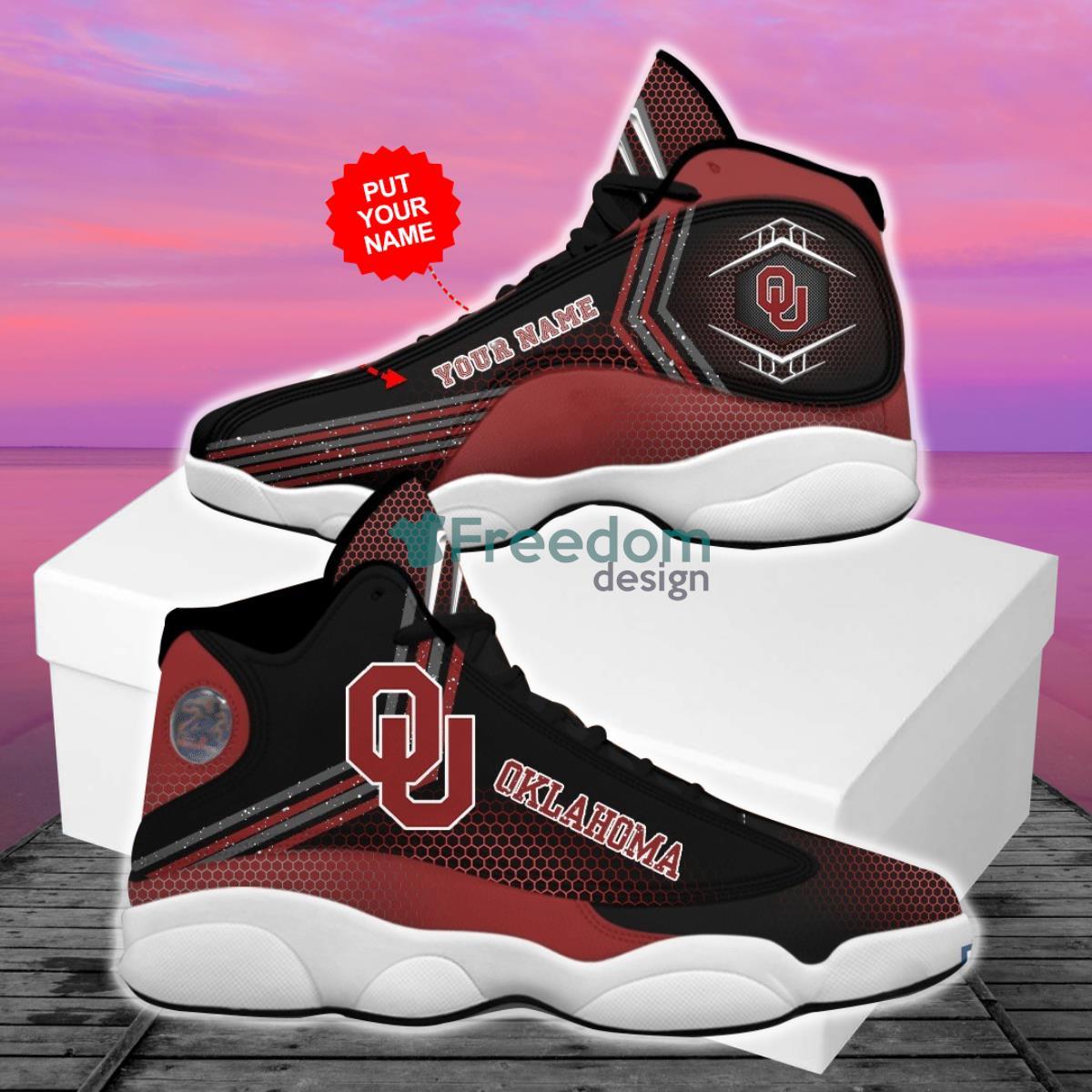 Oklahoma Sooners Football Team Custom Name Air Jordan 13 Shoes For Fans Product Photo 2