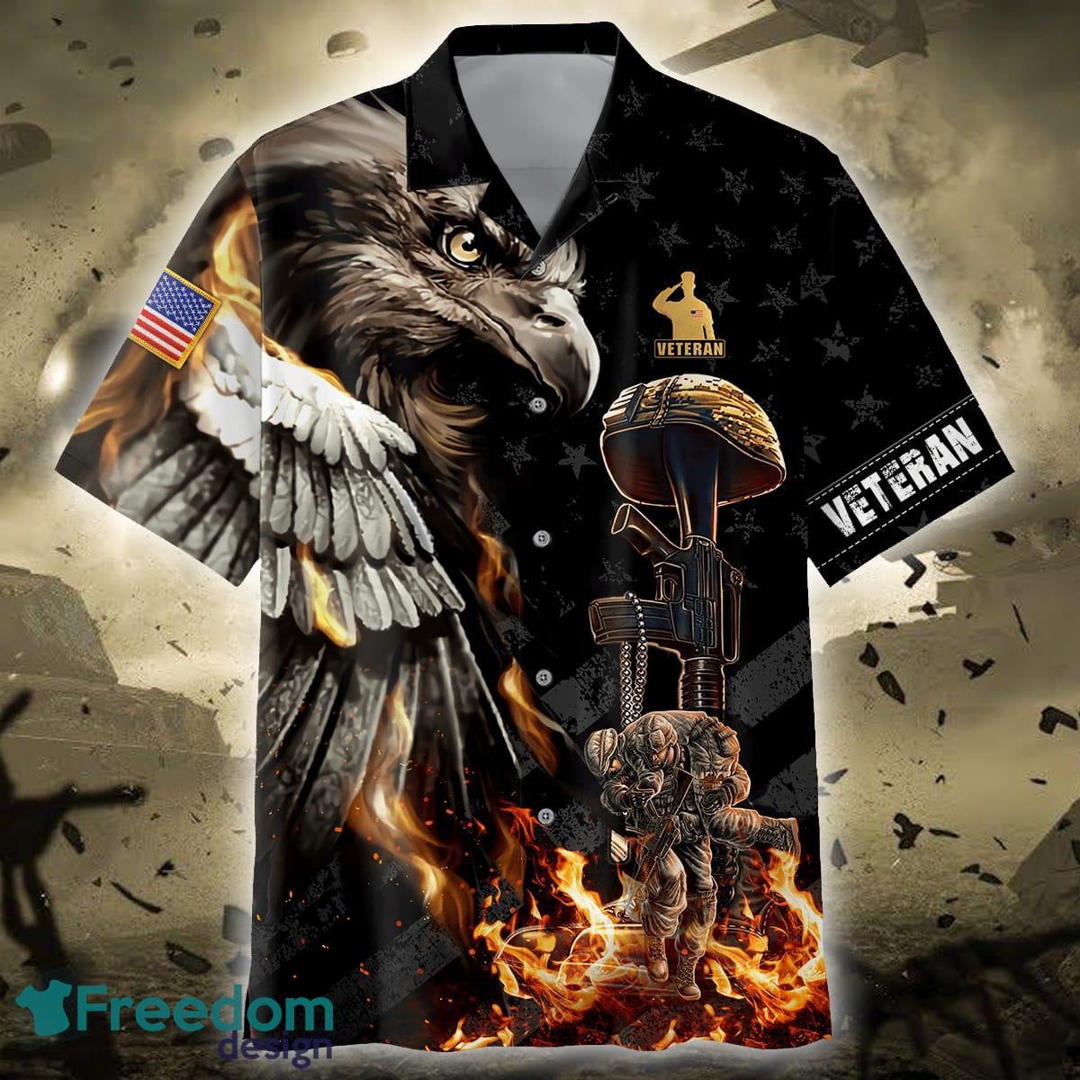 Eagle Print US Army Hawaiian Shirt For Men Veteran - Freedomdesign