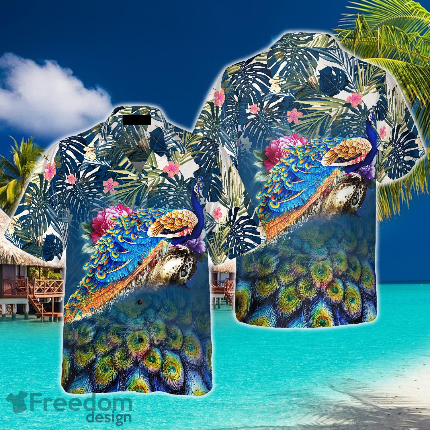 Blue Peacock Funny Hawaiian Shirt, Summer Vacation Funny Hawaiian