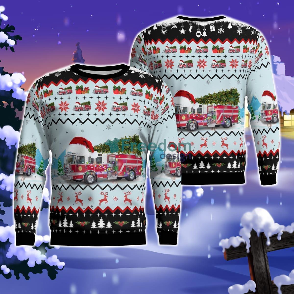 Pella, Iowa, Pella Fire Department Christmas AOP Ugly Sweater Product Photo 1