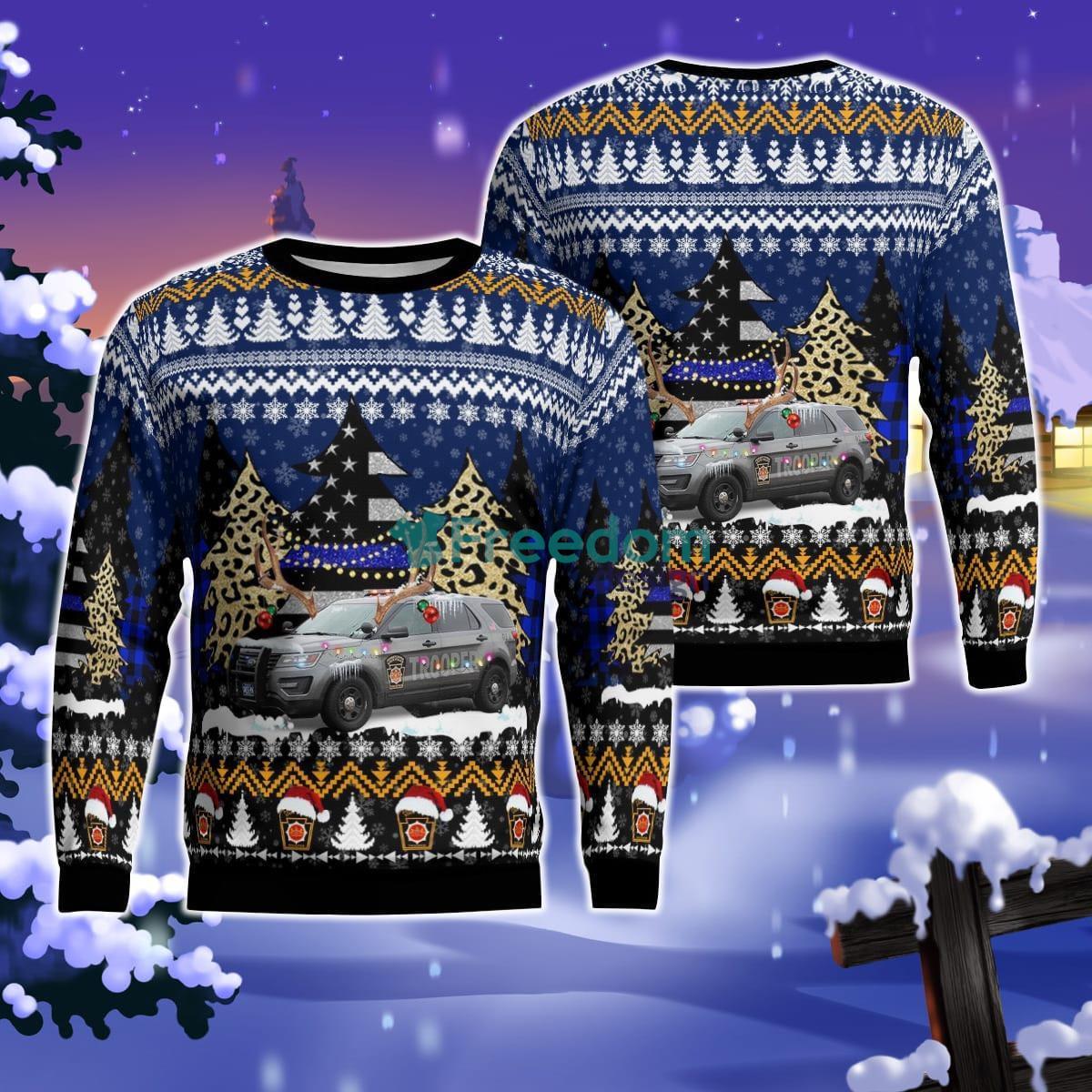 Pennsylvania State Police Ford Interceptor Utility Christmas AOP Ugly Sweater Product Photo 1