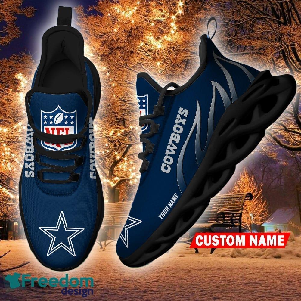 Personalized Name NFL Baltimore Ravens Flame Logo Max Soul Shoes Gift Fans  - Freedomdesign