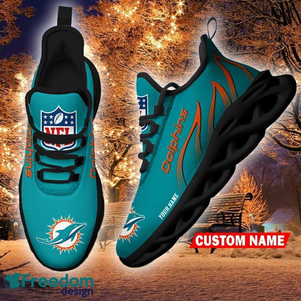 NFL Miami Dolphins Custom Name Aqua Orange Max Soul Shoes Gift For Fans  Sport