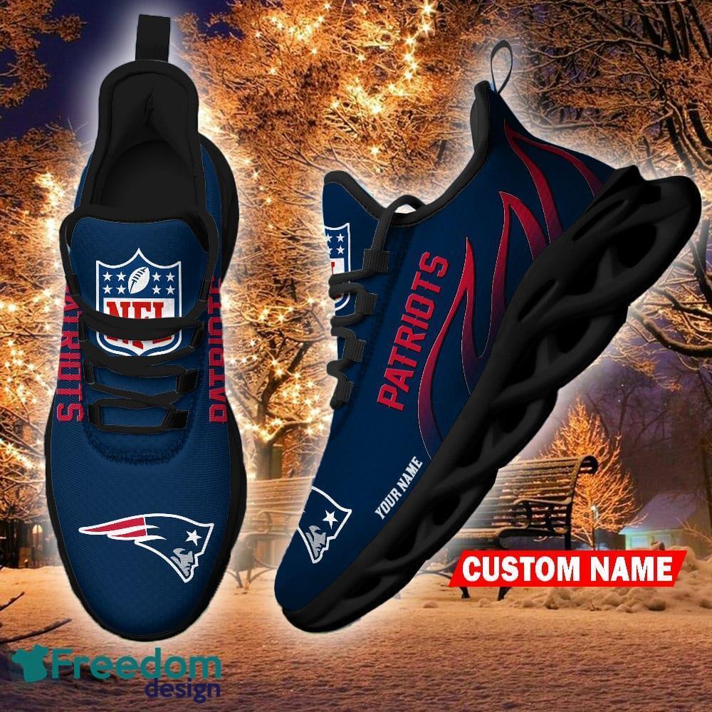 Personalized Name NFL New England Patriots Flame Logo Max Soul Shoes Gift  Fans - Freedomdesign